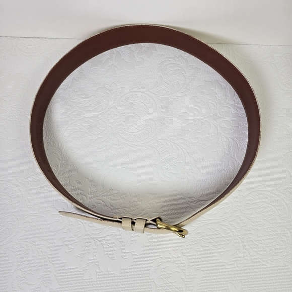 COACH 8500 Genuine Bone Leather D Ring Solid Brass Buckle Belt Women's Sz Large - Picture 4 of 13